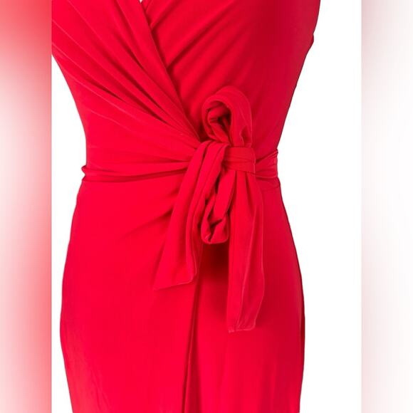 Misa Los Angeles Veronica Dress Red Long Wrap Maxi Stretchy Romantic Glamorous - Picture 6 of 16